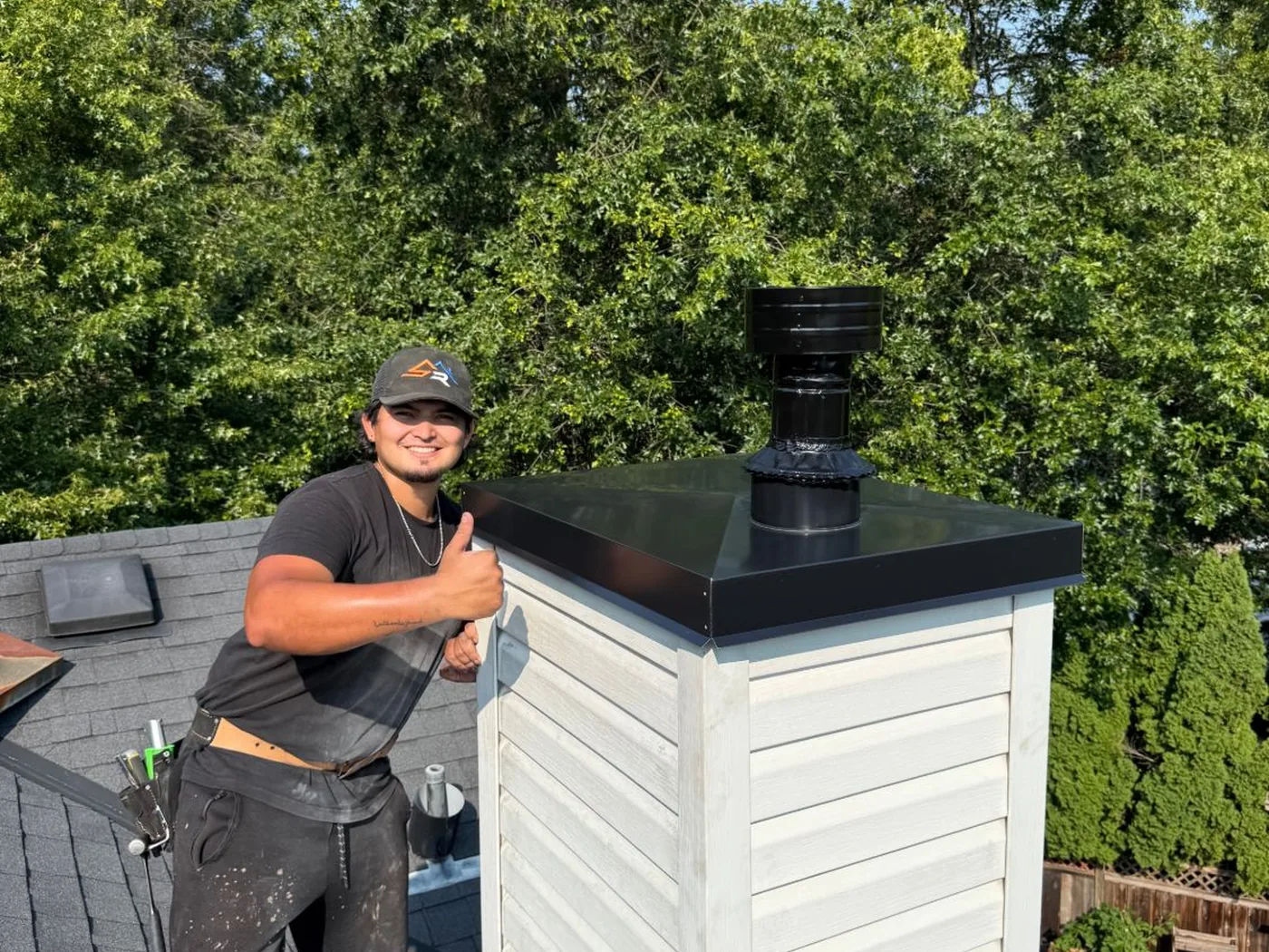 A new chimney chase cover installed by Somerville Roofing